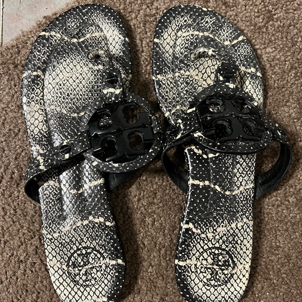 Tory Burch Black and Cream Sandals